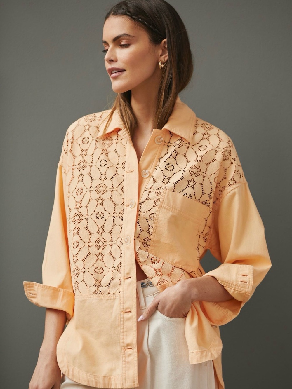 Mauve Lace Shirt Jacket ✨🍑
